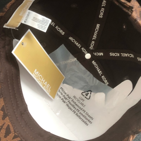 MK Michael Kors Signature Logo Print Brown Baseball Cap - Picture 7 of 9
